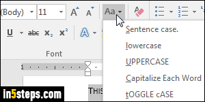 Change upper/lower case in MS Word - Step 4