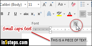 change to small caps in word