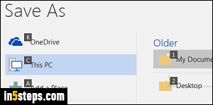 Change default Word folder / format - Step 1