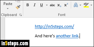 how to remove hyperlink underline in word