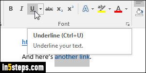 Change link color / underline in Word - Step 2