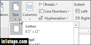 how to change layout of one page in word 2016