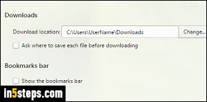 how to change the default download folder for firefox