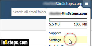 Create filter in Rackspace Mail - Step 1