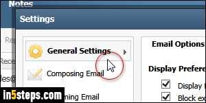 Disable sounds in Rackspace Mail - Step 3