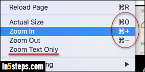 Change font size in Safari - Step 3