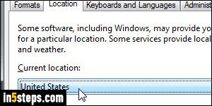 Change country in Windows 7 - Step 3