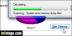Using disk cleanup in Windows 7 - Step 4