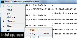Copy paste text in DOS prompt - Step 3