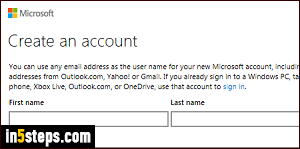 Create Microsoft account - Step 3