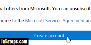 Create Microsoft account - Step 5