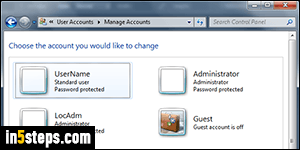 Add user in Windows 7 - Step 1
