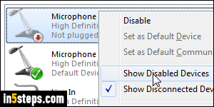 Disable microphone in Windows 7 - Step 3