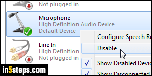 Disable microphone in Windows 7 - Step 5