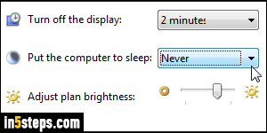 Disable sleep in Windows 7 - Step 3