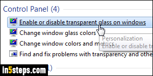 Disable transparent glass in Windows 7 - Step 2
