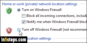 Turn Windows firewall on/off - Step 5