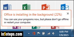 office is installing in the background