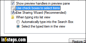 Hide checkboxes in Windows Explorer - Step 4