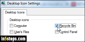 Hide desktop icons / Recycle Bin - Step 3