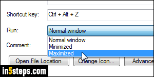 open program with keyboard shortcut windows 7