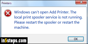 the 'local print service is not running' error