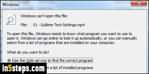 Open MP4 files in Windows 7 / 8 / 10 - Step 1