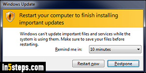 Prevent Windows Update reboot - Step 2