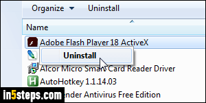 remove adobe flash player windows 10