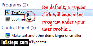 Run program as different user / administrator - Step 1