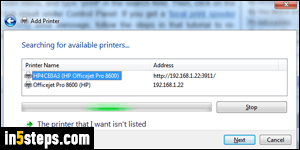 Setup wireless printer in Windows 7 - Step 3