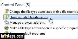 Show file extensions - Step 2