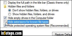 Show file extensions - Step 3