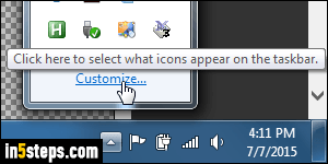 Show/hide taskbar icons - Step 2
