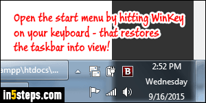 Show or hide the Windows taskbar - Step 5