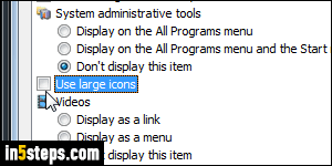 Show small icons in start menu/taskbar - Step 3