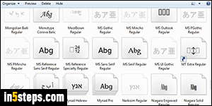 Uninstall a font - Step 1