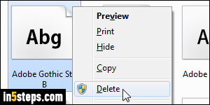 Uninstall a font - Step 4