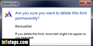 Uninstall a font - Step 5