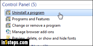 Remove program in Windows 7 - Step 2