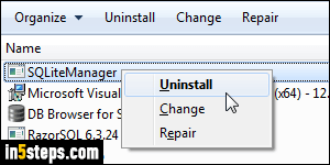Remove program in Windows 7 - Step 4