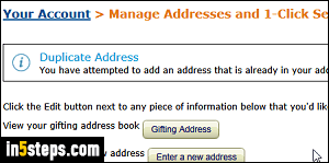 Add shipping address to Amazon - Step 6