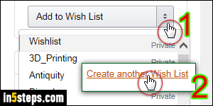 Create Amazon wish list - Step 2