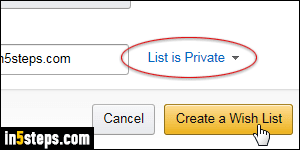Create Amazon wish list - Step 4