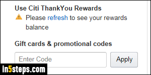 Pay Amazon order with ThankYou points - Step 4
