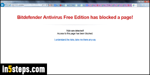 Bitdefender Free has blocked a page - Step 1