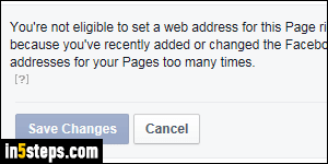 Rename Facebook page or change URL - Step 4