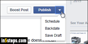 Schedule Facebook post for later - Step 2