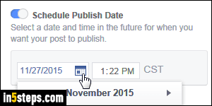 Schedule Facebook post for later - Step 3