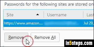 Delete saved password in Firefox - Step 5